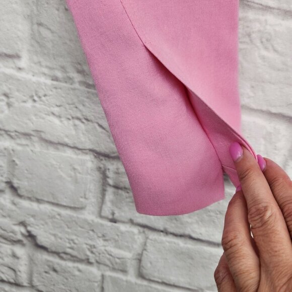 Zara Viscose Linen Blend Pink Tailored Cropped Fully Lined Jacket US Small - Picture 4 of 16